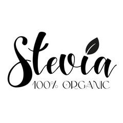Stevia Organic food label. Vector elements for organic, bio, ecology natural design