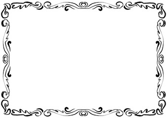 Сute freehand drawn  black frame. Collection of hand-drawn cozy element for you design.