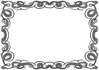 Сute freehand drawn  black frame. Collection of hand-drawn cozy element for you design.