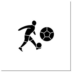 Fototapeta na wymiar Soccer line icon. Association football.Team game. Players kick ball.Athletic competition concept. Filled flat sign. Isolated silhouette vector illustration