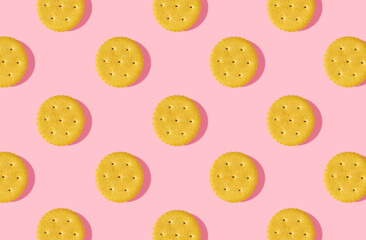 Obraz premium Creative concept food health diet photo of cake cookies on pink background.