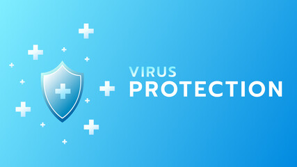 Vaccination concept Health care and protection on blue background , vaccine and syringe injection, treatment to cure Covid 19 Coronavirus  , Vector illustration EPS 10