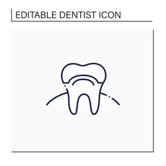 Smile reconstructions line icon. Cosmetic dentistry. Tooth removal and bite correction concept. Teeth whitening and braces idea. Isolated vector illustration. Editable stroke