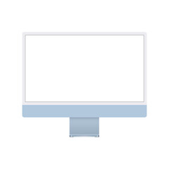Modern Computer Monitor with Blank Screen, Isolated on White Background, Front View. Vector Illustration - obrazy, fototapety, plakaty