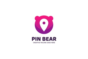 Bear Pin Location Navigation Business Logo Template