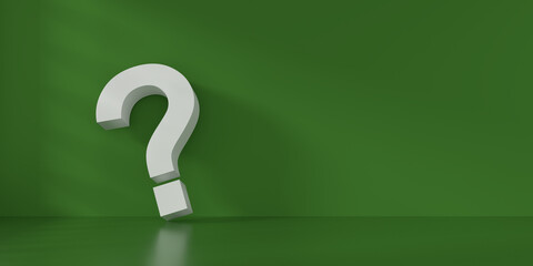 Fine 3d concept with a white question mark icon on green