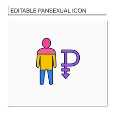 Pansexual line icon. Sexual orientation. LGBTQ friendly. Feelings towards all genders. LGBTQ community concept. Isolated vector illustration. Editable stroke