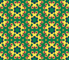 Abstract colorful doodle flower seamless pattern. Floral geometric background. Mosaic, tile of thin line ornament.