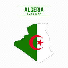Flag Map of Algeria. Algeria Flag Map