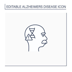 Genetic cause line icon. APOE e4 gene. Genetic predisposition to disease.Alzheimer disease. Neurologic disorder concept.Isolated vector illustration.Editable stroke