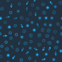 Set Sun and cloud weather, Moon stars, and on seamless pattern. Vector