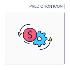Price optimization color icon. Perfect buying cost. Price reduction. Best buying conditions. Money sign. Automatic optimization. Business predicting concept.Isolated vector illustration