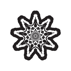 Mandala ornament in sketch style. Good for tattoos, prints, and postcards. Isolated.