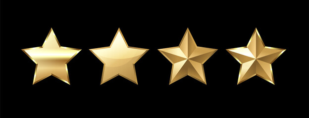 Obraz premium Set of gold stars. Gold stars isolated on black background. VIP stars.