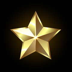 Golden Star. VIP luxury star. Vector illustration.