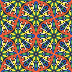 Abstract geo fish scale seamless pattern. Ornamental tile, mosaic background. Patchwork infinity card. Modern geometric motifs.