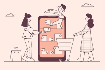 Online shopping and orders in internet concept. 