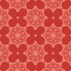 Red Christmas seamless pattern with ornament. Good for murals, textiles, postcards and prints.