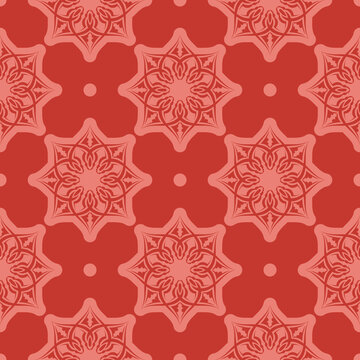 Red Christmas seamless pattern with ornament. Good for murals, textiles, postcards and prints.