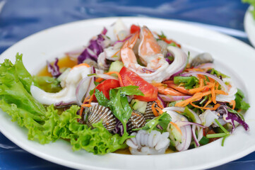 spicy salad or spicy seafood salad, Thai salad