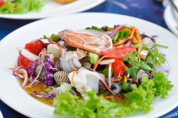 spicy salad or spicy seafood salad, Thai salad