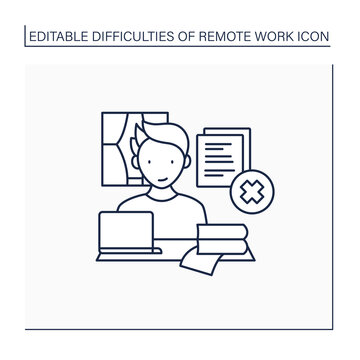 Remote Work Line Icon. Tribal Knowledge. Lack Of Documentation. Organization Collective Wisdom.Career Difficulties Concept. Isolated Vector Illustration. Editable Stroke