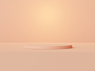 3d render of Abstract minimal  display podium for showing products, cosmetic presentation and mock up. Showcase scene with pastel earth tone background. Illuminated simple geometric shapes.