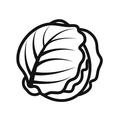 : simple vector image cabbage icon black isolated on white background