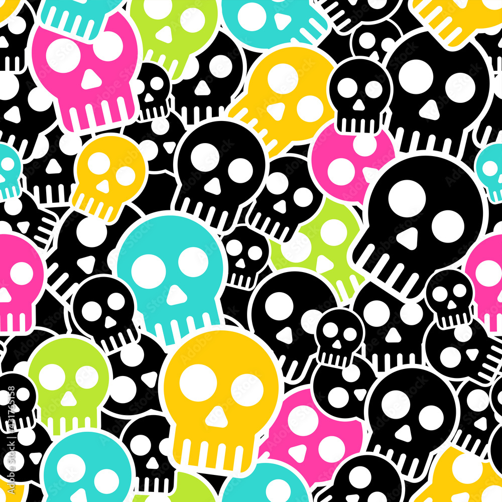 Poster vector seamless wrapping paper with colkor skulls