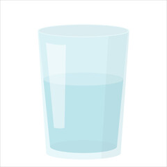 Glass of water vector illustration isolated on white background. Flat style.