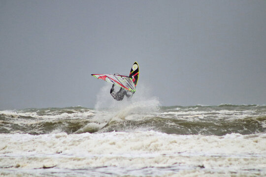 kite surfing on the beach