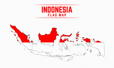 Flag Map of Indonesia. Indonesia Flag Map