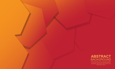 Gradient yellow and red hexagonal overlapping background. Abstract pattern background.