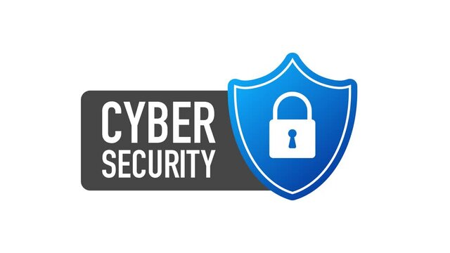cyber security logo with shield and check mark. Motion graphics.