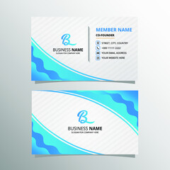 Blue Curved Lines Business Card Template