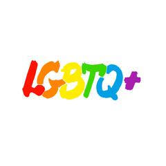Hand drawn Abbreviation LGBTQ Pride Month Rainbow Typography. Vector illustration. Vector illustration. Handwritten cute lettering. LGBT community design.