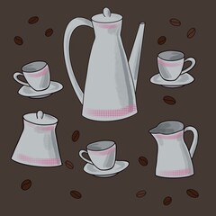 set of dishes for coffee