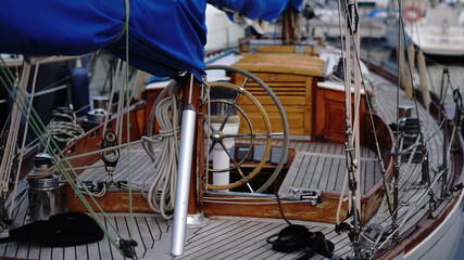 sailboat classic deck in the harbor