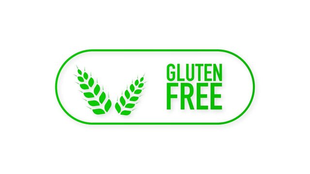 Flat icon with gluten free. Organic signs. Motion graphics.