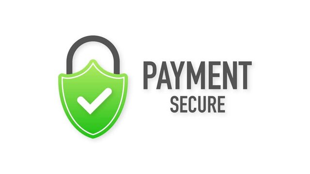 Secure connection icon illustration isolated on white background, flat style secured ssl shield symbols. Motion graphics.