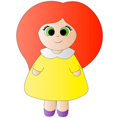 Cute cartoon Girl . Draw illustration in color