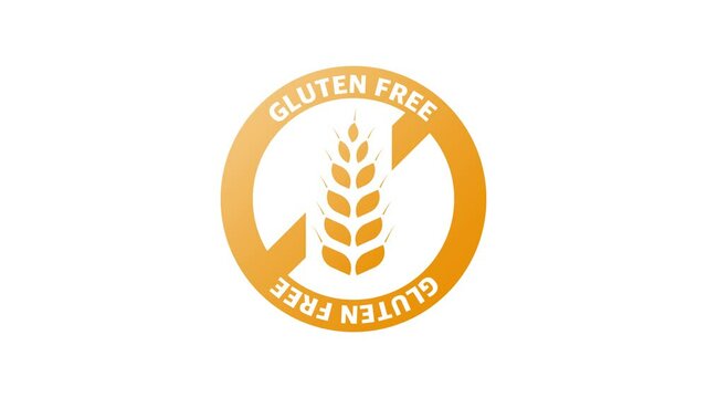 Flat icon with gluten free. Organic signs. Motion graphics.