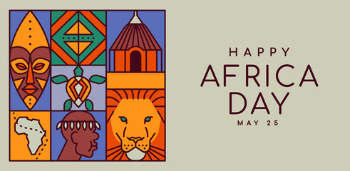 Africa Day banner culture flat cartoon concept