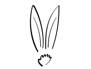 Cute bunny vector illustration doodle drawing. Outline rabbit ears and tail graphic icon. handdraw doodle vector illustration