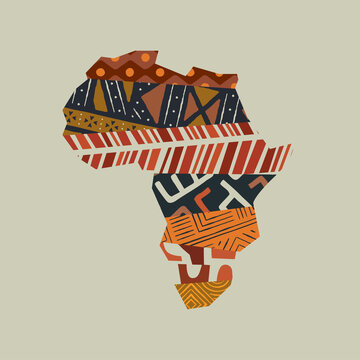 Africa continent map tribal art concept isolated