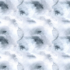 Grey white seamless watercolor pattern background and tie-dye texture
