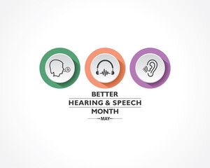Vector Illustration of Better Hearing and Speech Month observed in May.