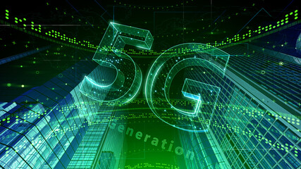 5G Smart City Network Technology 5th Generation mobile communication 3D illustration