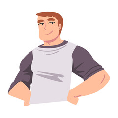 Confident Young Man, Man Expressing Positive Emotions, Self Love, Self Pride, Acceptance, Esteem Cartoon Vector Illustration