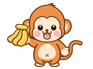 バナナを持っている猿のイラスト素材